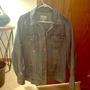 Women’s Old Navy Distressed Jean Jacket Sz Large